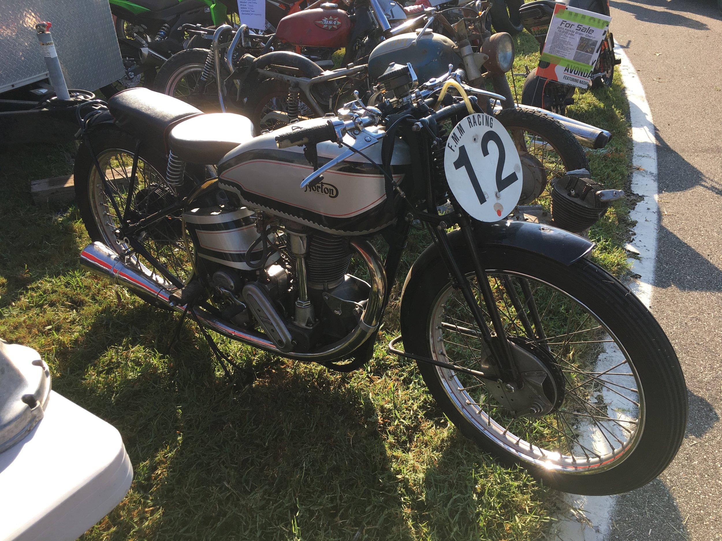 A Norton awaiting its racing class